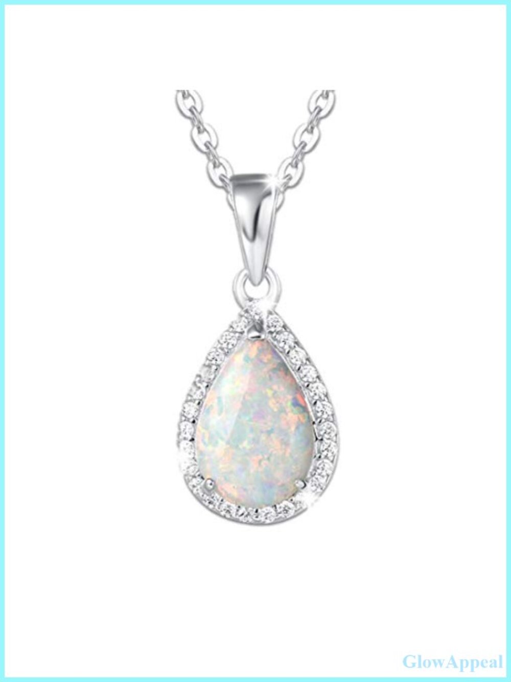 Sterling Silver Opal Pendant Necklace October Birthstone